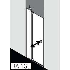 Dveře kyvné 1-křídlé s pevným polem Kermi Raya RA1GL levé černé, čiré ESG sklo 78 x 185 cm
