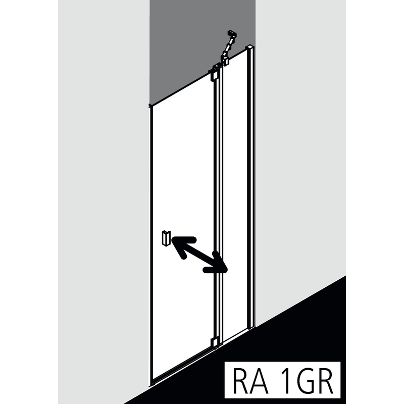 Dveře kyvné 1-křídlé s pevným polem Kermi Raya RA1GR pravé černé, čiré ESG sklo 113 x 185 cm