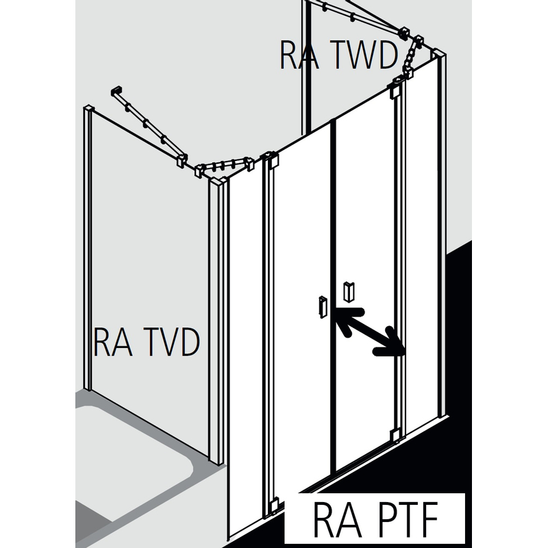 Dveře kyvné Kermi Raya RAPTF černé, čiré ESG sklo 140 x 185 cm