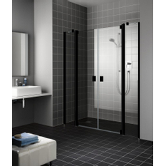 Dveře kyvné Kermi Raya RAPTF černé, čiré ESG sklo 153 x 185 cm