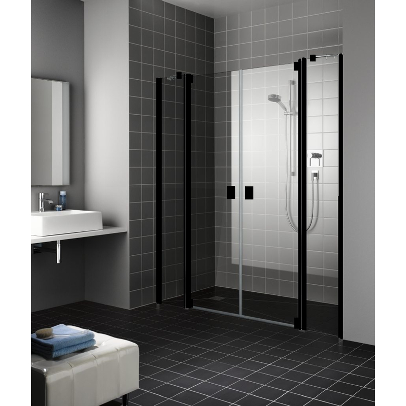 Dveře kyvné Kermi Raya RAPTF černé, čiré ESG sklo 180 x 200 cm