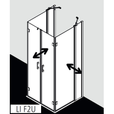 U-Kabina zalamovací dveře s pevnými poli a pevné pole Kermi LIF2U bílá, čiré ESG sklo 93 x 93 x 185 cm