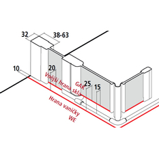 U-Kabina zalamovací dveře s pevnými poli a pevné pole Kermi LIF2U bílá, čiré ESG sklo s úpravou 90 x 90 x 185 cm