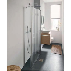 U-Kabina zalamovací dveře s pevnými poli a pevné pole Kermi LIF2U černá, čiré ESG sklo 90 x 90 x 185 cm