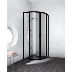 Kout posuvný Kermi Liga LIC55 1/4-kruh černý, čiré ESG sklo 90 x 90 x 200 cm