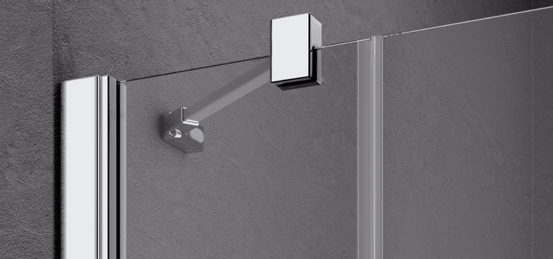 U-Kabina zalamovací dveře s pevnými poli a pevné pole Kermi LIF2U černá, čiré ESG sklo 90 x 90 x 200 cm