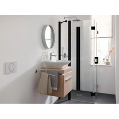 U-Kabina zalamovací dveře s pevnými poli a pevné pole Kermi LIF2U černá, čiré ESG sklo 93 x 93 x 200 cm