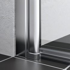 Zástěna Walk-in Wall kyvné zalamovací provedení Kermi Liga LI2YL levá černá, čiré ESG sklo s úpravou 100 x 185 cm