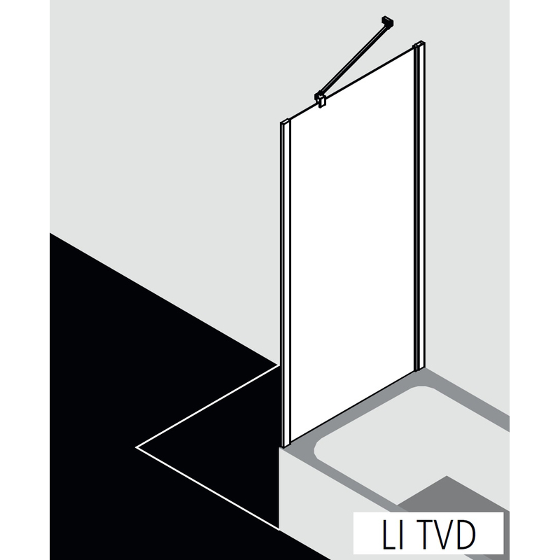 Zkrácená boční stěna na vanu Kermi Liga LITVD stříbrná vysoký lesk, čiré ESG sklo 70 x 160 cm