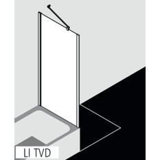 Zkrácená boční stěna na vanu Kermi Liga LITVD stříbrná vysoký lesk, čiré ESG sklo 75 x 160 cm