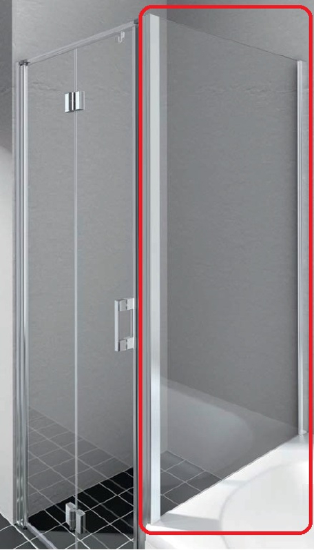 Zkrácená boční stěna na vanu Kermi Liga LITVD stříbrná vysoký lesk, čiré ESG sklo 90 x 160 cm
