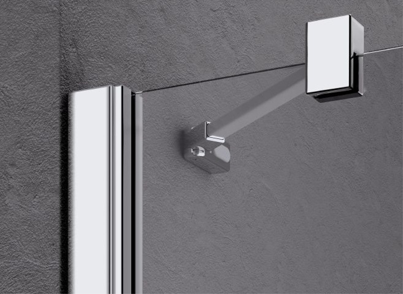 Zástěna Walk-in Wall s otočným křídlem Kermi Liga LIT1L levá stříbrná vysoký lesk, čiré ESG sklo 113 x 185 cm