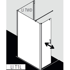 Zástěna Walk-in Wall s otočným křídlem Kermi Liga LIT1L levá stříbrná vysoký lesk, čiré ESG sklo 113 x 185 cm