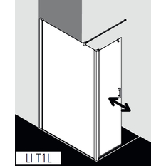 Zástěna Walk-in Wall s otočným křídlem Kermi Liga LIT1L levá stříbrná vysoký lesk, čiré ESG sklo 113 x 185 cm
