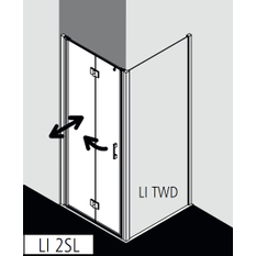 Dveře kyvné zalamovací Kermi Liga LI2SL levé stříbrné vysoký lesk, čiré ESG sklo 70 x 200 cm