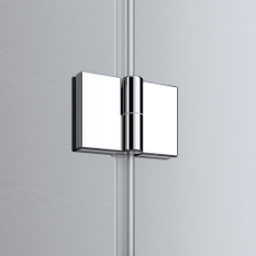 Dveře kyvné zalamovací Kermi Liga LI2SL levé stříbrné vysoký lesk, čiré ESG sklo 80 x 200 cm