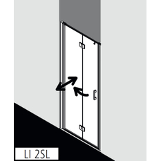 Dveře kyvné zalamovací Kermi Liga LI2SL levé stříbrné vysoký lesk, čiré ESG sklo 80 x 200 cm