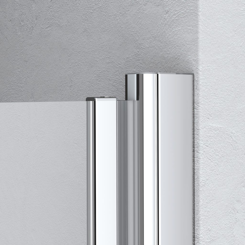 Dveře kyvné zalamovací Kermi Liga LI2SL levé stříbrné vysoký lesk, čiré ESG sklo 100 x 200 cm