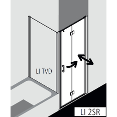 Dveře kyvné zalamovací Kermi Liga LI2SR pravé stříbrné vysoký lesk, čiré ESG sklo 83 x 200 cm