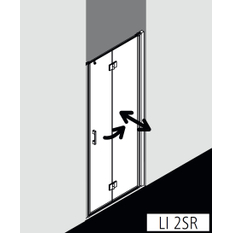 Dveře kyvné zalamovací Kermi Liga LI2SR pravé stříbrné vysoký lesk, čiré ESG sklo 93 x 200 cm