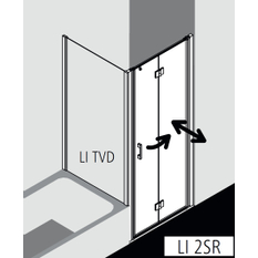 Dveře kyvné zalamovací Kermi Liga LI2SR pravé stříbrné vysoký lesk, čiré ESG sklo 125 x 200 cm