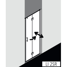 Dveře kyvné zalamovací Kermi Liga LI2SR pravé stříbrné vysoký lesk, čiré ESG sklo 125 x 200 cm