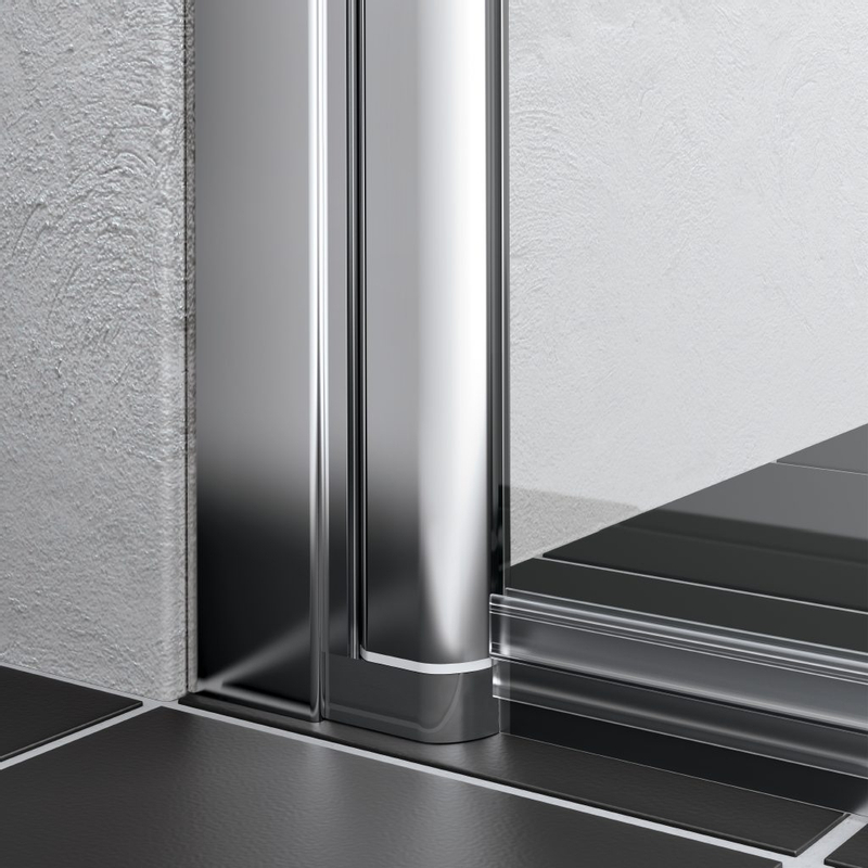 Zástěna Walk-in Wall kyvné zalamovací provedení Kermi Liga LI2YL levá stříbrná vysoký lesk, čiré ESG sklo 80 x 200 cm