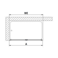 Zástěna Walk-in Wall kyvné zalamovací provedení Kermi Liga LI2YR pravá stříbrná vysoký lesk, čiré ESG sklo 110 x 200 cm