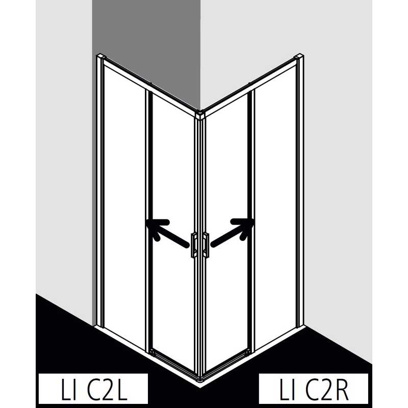 Dveře posuvné bezbariérové (levá část rohového vstupu) Kermi Liga LIC2L levé stříbrné vysoký lesk, čiré ESG sklo 78 x 200 cm