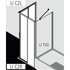 Dveře posuvné bezbariérové (levá část rohového vstupu) Kermi Liga LIC2L levé stříbrné vysoký lesk, čiré ESG sklo 78 x 200 cm