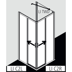 Dveře posuvné bezbariérové (levá část rohového vstupu) Kermi Liga LIC2L levé stříbrné vysoký lesk, čiré ESG sklo 90 x 200 cm