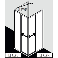 Dveře posuvné bezbariérové (levá část rohového vstupu) Kermi Liga LIC2L levé stříbrné vysoký lesk, čiré ESG sklo 90 x 200 cm