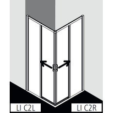 Dveře posuvné bezbariérové (levá část rohového vstupu) Kermi Liga LIC2L levé stříbrné vysoký lesk, čiré ESG sklo 123 x 200 cm