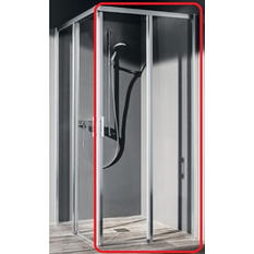 Dveře posuvné bezbariérové (pravá část rohového vstupu) Kermi Liga LIC2R pravé stříbrné vysoký lesk, čiré ESG sklo 83 x 200 cm