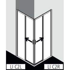 Dveře posuvné bezbariérové (pravá část rohového vstupu) Kermi Liga LIC2R pravé stříbrné vysoký lesk, čiré ESG sklo 90 x 200 cm