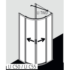 Kout posuvný Kermi Liga LIC55 1/4-kruh stříbrný vysoký lesk, čiré ESG sklo 100 x 100 x 200 cm