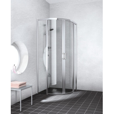 Kout posuvný Kermi Liga LIC55 1/4-kruh stříbrný vysoký lesk, čiré ESG sklo 100 x 100 x 200 cm