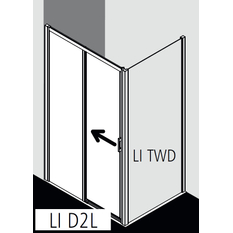 Posuvné bezbariérové dveře 2-dílné s pevným polem Kermi Liga LID2L levé stříbrné vysoký lesk, čiré ESG sklo 113 x 200 cm