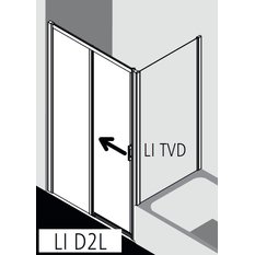 Posuvné bezbariérové dveře 2-dílné s pevným polem Kermi Liga LID2L levé stříbrné vysoký lesk, čiré ESG sklo 115 x 200 cm