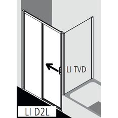 Posuvné bezbariérové dveře 2-dílné s pevným polem Kermi Liga LID2L levé stříbrné vysoký lesk, čiré ESG sklo 130 x 200 cm
