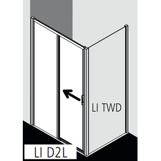 Posuvné bezbariérové dveře 2-dílné s pevným polem Kermi Liga LID2L levé stříbrné vysoký lesk, čiré ESG sklo 130 x 200 cm