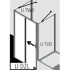Posuvné bezbariérové dveře 2-dílné s pevným polem Kermi Liga LID2L levé stříbrné vysoký lesk, čiré ESG sklo 140 x 200 cm