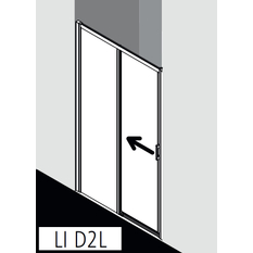 Posuvné bezbariérové dveře 2-dílné s pevným polem Kermi Liga LID2L levé stříbrné vysoký lesk, čiré ESG sklo 143 x 200 cm