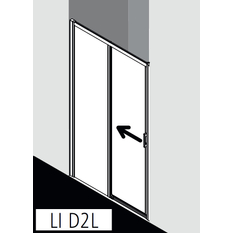 Posuvné bezbariérové dveře 2-dílné s pevným polem Kermi Liga LID2L levé stříbrné vysoký lesk, čiré ESG sklo 145 x 200 cm