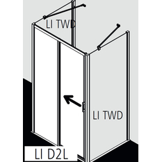 Posuvné bezbariérové dveře 2-dílné s pevným polem Kermi Liga LID2L levé stříbrné vysoký lesk, čiré ESG sklo 160 x 200 cm