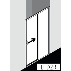 Posuvné bezbariérové dveře 2-dílné s pevným polem Kermi Liga LID2R pravé stříbrné vysoký lesk, čiré ESG sklo 123 x 200 cm