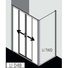 Posuvné bezbariérové dveře 4-dílné s pevným polem Kermi Liga LID4B stříbrné vysoký lesk, čiré ESG sklo 140 x 200 cm