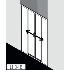 Posuvné bezbariérové dveře 4-dílné s pevným polem Kermi Liga LID4B stříbrné vysoký lesk, čiré ESG sklo 140 x 200 cm