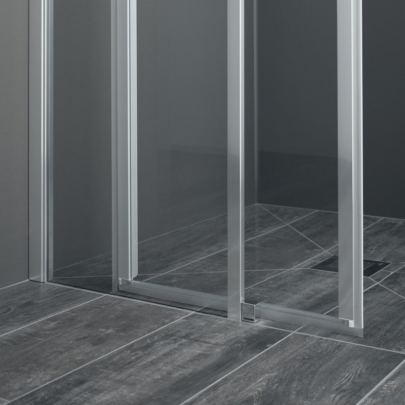 Dveře posuvné (levá část rohového vstupu) Kermi Liga LIE2L levé stříbrné vysoký lesk, čiré ESG sklo 75 x 200 cm