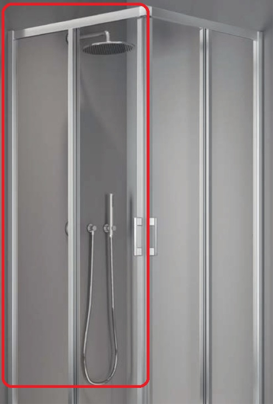 Dveře posuvné (levá část rohového vstupu) Kermi Liga LIE2L levé stříbrné vysoký lesk, čiré ESG sklo 75 x 200 cm